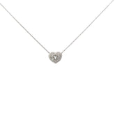 14k White Gold .25ct G VS2 Round Diamond Pave Heart with Lock Necklace